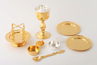 Евхаристический набор 0, 2л (вкладыш мельхиор) ручная гравировка серебрение золочение