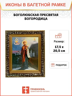 Икона Божьей Матери Боголюбская, узкая рамка 17,5х20,5х2 см 1182 Икона Божьей Матери Боголюбская, узкая рамка 17,5х20,5х2 см 1182