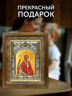Икона Наталия Никомидийская в ризе и деревянном киоте, 26х22 см