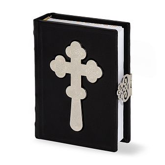 Евангелие 170х120 кожаный оклад с крестом никель