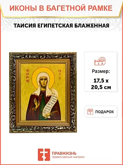 Икона Таисия Египетская блаженная, узкая рамка 17,5х20,5х2 см 167