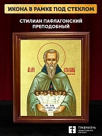 Икона Стилиан Пафлагонский преподобный с золочением, деревянная рамка со стеклом 15х18х2 см 1102