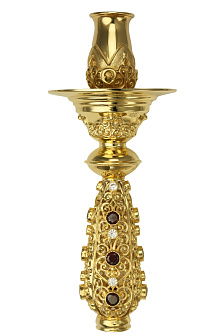 Подсвечник латунный в позолоте со вставками ручной