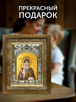 Икона Ольга Великая Княгиня в ризе и деревянном киоте, 26х22 см