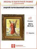 Икона "Андрей Первозванный", св. апостол, с золочением поталью, 09А6-УЛ