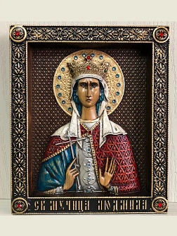Икона Мученица Людмила Чешская, княгиня, резная из дерева