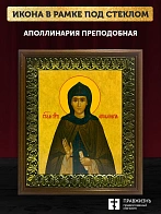Икона Аполлинария преподобная, деревянная рамка с басмой и стеклом 18х21х2,5 см 031