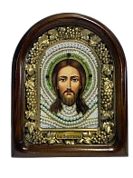 Спас Нерукотворный икона из бисера 23х19 см