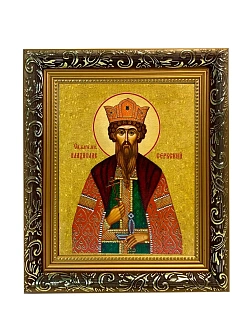 Икона Владислав Сербский благоверный князь, узкая рамка 17,5х20,5х2 см 051