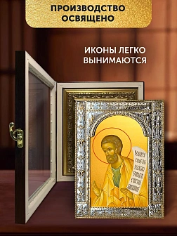 Икона Гедеон Пророк в ризе и киоте под дерево, 33х27 см
