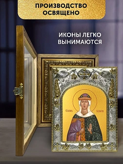 Икона Иулиания Вяземская в ризе и деревянном киоте, 26х22 см