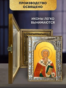 Икона Антипа Пергамский в ризе и деревянном киоте, 33х27 см