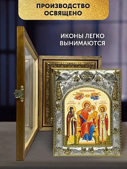 Икона Экономисса Божия Матерь в ризе и деревянном киоте, 26х22 см