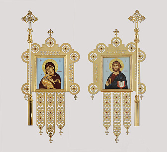 Хоругви №2 штамповка гравировка подвески золочение камни без древок (пара)