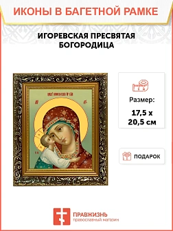 Икона Божией Матери Игоревская, узкая рамка 17,5х20,5х2 см 1195
