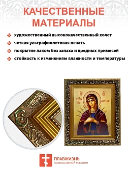 Икона Божией Матери Семистрельная, узкая рамка 17,5х20,5х2 см 127
