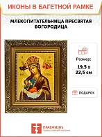 Икона Божией Матери Млекопитательница, широкая рамка 19,5х22,5х2 см 106
