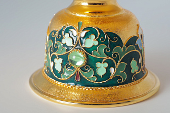 Дискос с поддискосником / ф220мм-рюмочка 0, 5л / филигрань, эмаль / золочение