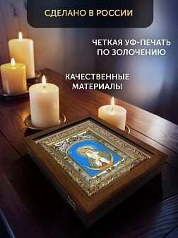 Икона Остробрамская Божия Матерь в ризе и деревянном киоте, 26х22 см