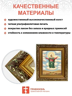 Икона Божией Матери Спорительница хлебов, широкая рамка 19,5х22,5х2 см 151