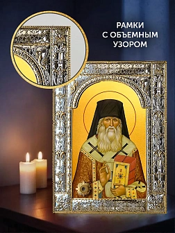 Икона Мелетий Рязанский в ризе и деревянном киоте, 33х27 см