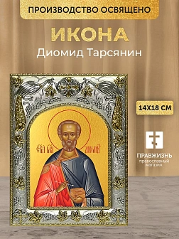 Икона Диомид Тарсянин в ризе, 18х14 см