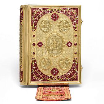 Евангелие 360*240 напрестольное №9 крышки золочение эмаль камни (с закладкой)
