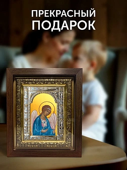 Икона Архангел Гавриил в ризе и киоте под дерево, 33х27 см