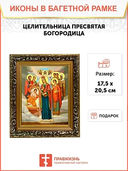 Икона Божьей Матери Целительница, узкая рамка 17,5х20,5х2 см 147