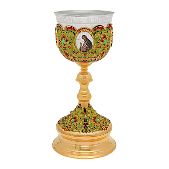 Потир 1.4л 4-финифти, филигрань, эмаль, роспись / золочение / серебряный стакан (УИН)