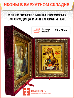 Икона Млекопитательница Божия Матерь на холсте в киоте 106 Икона Млекопитательница Божия Матерь на холсте в киоте 106