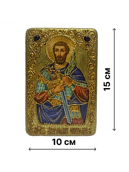 Настольная икона "Святой мученик Анатолий Никомидийский" на мореном дубе