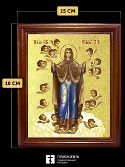 Икона Божией Матери Нерушимая стена с золочением, деревянная рамка со стеклом 15х18х2 см 191 Икона Божией Матери Нерушимая стена с золочением, деревянная рамка со стеклом 15х18х2 см 191