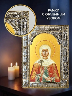 Икона Наталия Никомидийская в ризе и деревянном киоте, 33х27 см