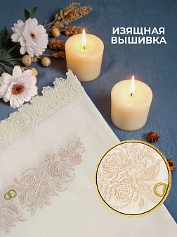 014 Рушник свадебный для венчания с птицами розовый
