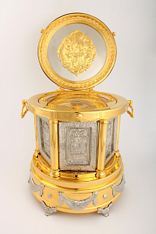 Ковчег для частиц святых мощей круглый №3 золочение