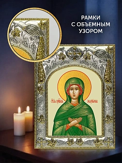 Икона Мариамна Праведная в ризе и деревянном киоте, 26х22 см