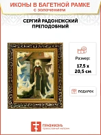 Икона "Видение св. преподобному Сергию Радонежскому" с золочением поталью, 09094-УЛ