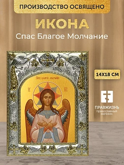 Икона Спас Благое Молчание в ризе, 18х14 см