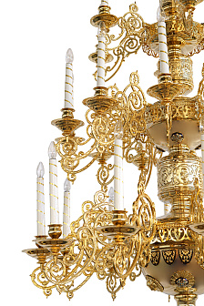 Паникадило 3 яруса 30 свечей алюминий золочение