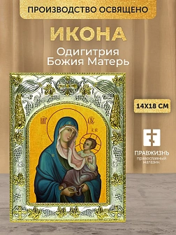 Икона Одигитрия Божия Матерь в ризе, 18х14 см