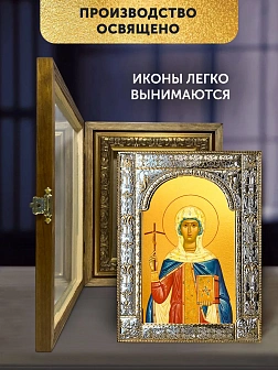 Икона Нина Просветительница Грузии в ризе и деревянном киоте, 33х27 см