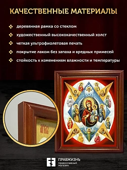 Икона Божией Матери Неопалимая Купина с золочением, деревянная рамка со стеклом 15х18х2 см 181