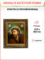 Икона Господь Иисус Христос в терновом венце, узкая рамка 17,5х20,5х2 см