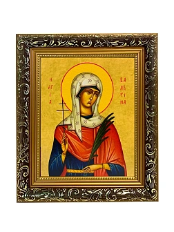 Икона Валентина Кесарийская мученица, узкая рамка 17,5х20,5х2 см 038