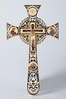 Крест напрестольный мальтийский 5-живописей, эмаль / золочение