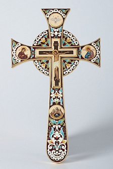 Крест напрестольный мальтийский 5-живописей, эмаль / золочение