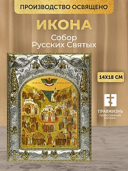Икона Собор Русских Святых в ризе, 18х14 см