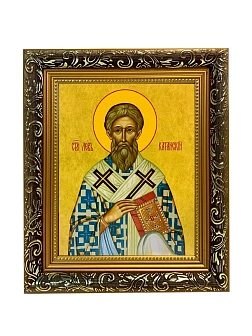 Икона Лев Катанский преподобный, узкая рамка 17,5х20,5х2 см 179