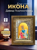 Икона Давид Псалмопевец в ризе и деревянном киоте, 33х27 см Икона Давид Псалмопевец в ризе и деревянном киоте, 33х27 см